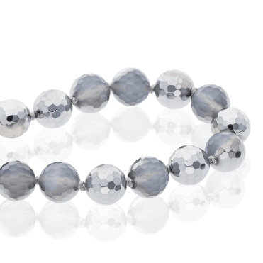 Extra-Long Silvered Beads of Smoky Grey Agate