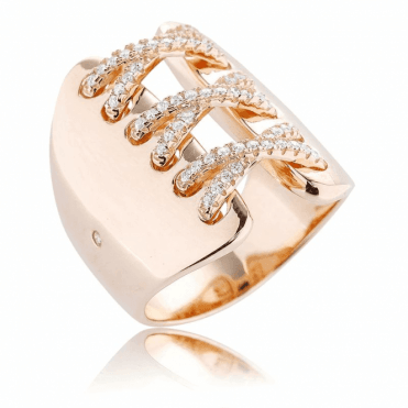 Fabulous Corset Ring Laced with Sparkle on Blushing Rose Gold