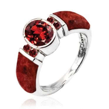 Fire and Sun Garnet & Coral Ring
