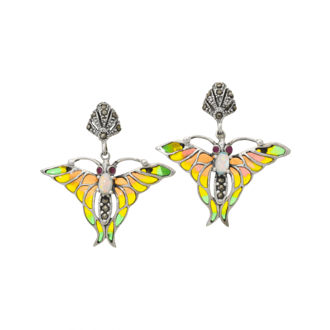 Fire Moth Enamel Earrings