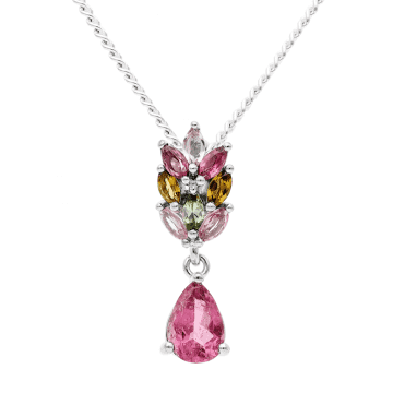 Flame Pendant Reveals 1.2cts of Tourmaline's Many Colours