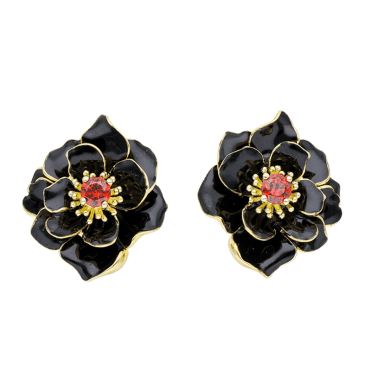 Flower Earrings with a Kiss of 18ct Gold