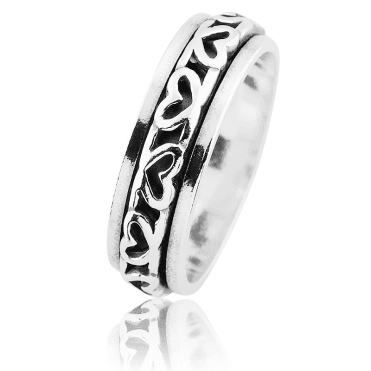 Full Eternity Hearts Ring with a Soothing Spin