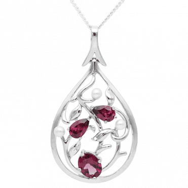 Garden Pendant Strewn with Garnets & Pearls