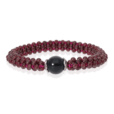 Garnet & Onyx Easy Stretch Bracelet