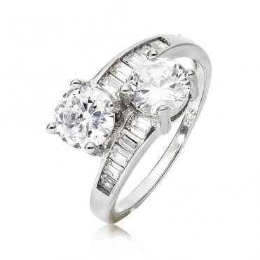 Glittering Cubic Zirconia Cross-over Ring