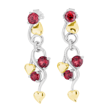 Gold Heart & Garnet Earrings
