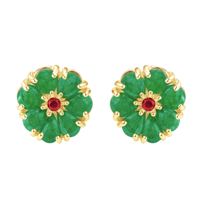 Gold Plated Emerald & Ruby Earrings