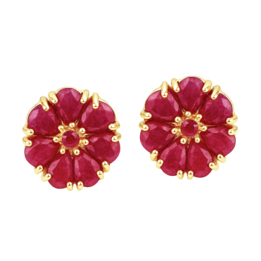 Gold Plated Ruby Stud Earrings