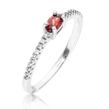 Graceful Oval Garnet Ring in Sparkling Silver