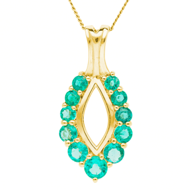 Graduated Emeralds in a 9ct Gold Marquise Pendant