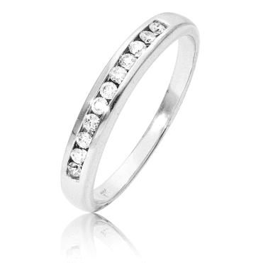 Half Eternity Ring In 9ct White Gold & Diamond