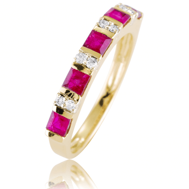Half Eternity Ring with Ruby & Diamond Duets