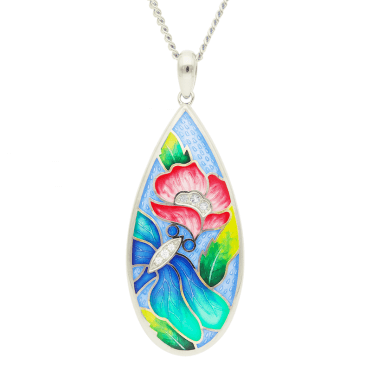 Hand Enamelled Poppy Pendant