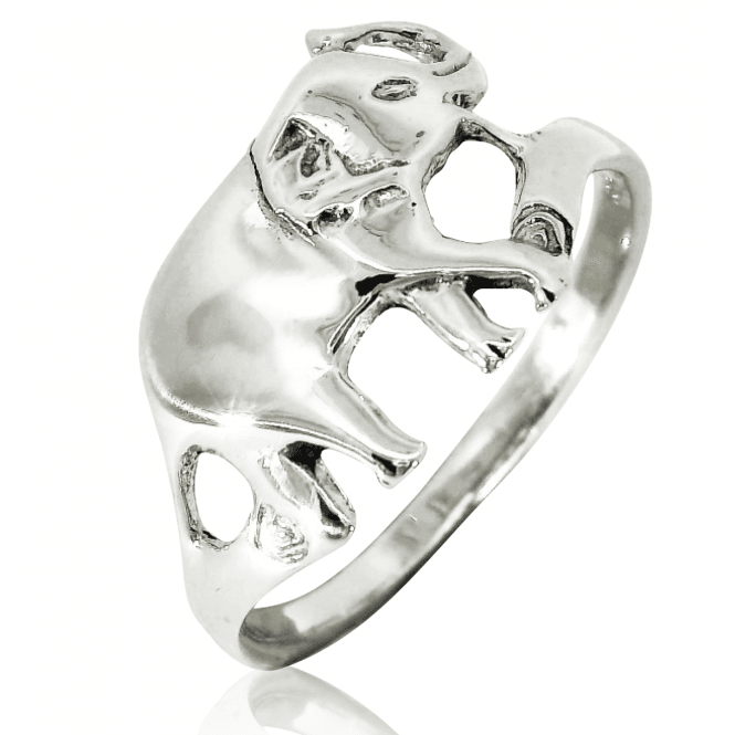 Happy Silver Elephant Ring