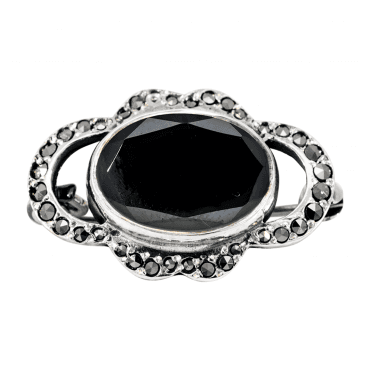 Hematite & Marcasite Brooch
