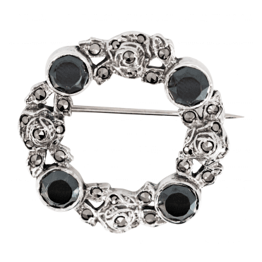 Hematite Rose Wreath Brooch