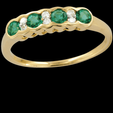 Incomparable Shipton & Co Gemstone Quality Half Eternity Emerald & Diamond Wave Ring