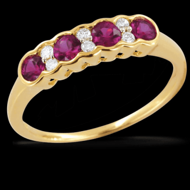 Incomparable Shipton & Co Gemstone Quality Half Eternity Ruby & Diamond Wave Ring