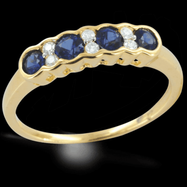 Incomparable Shipton & Co Gemstone Quality Half Eternity Sapphire & Diamond Wave Ring