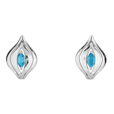 Jasper May 3D Invention of Silver & Blue Topaz Clip Earrings