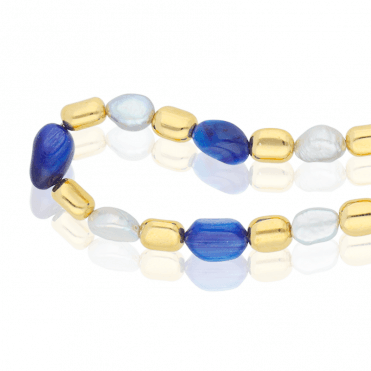 Kyanite Necklace with 18ct Gold Lighting the Pearls