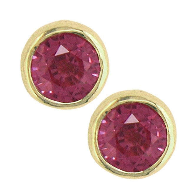 Ladies Shipton and Co 9ct Yellow Gold and Pink Sapphire Earrings EY0074PS