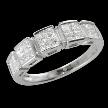 Ladies Shipton and Co Exclusive 18ct White Gold 2ct Square Set Diamond Half Eternity Ring TFL237DI