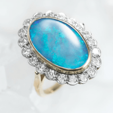 Ladies Shipton and Co Exclusive 18ct Yellow Gold and Black Opal and Diamond Cluster Ring S07358BOD