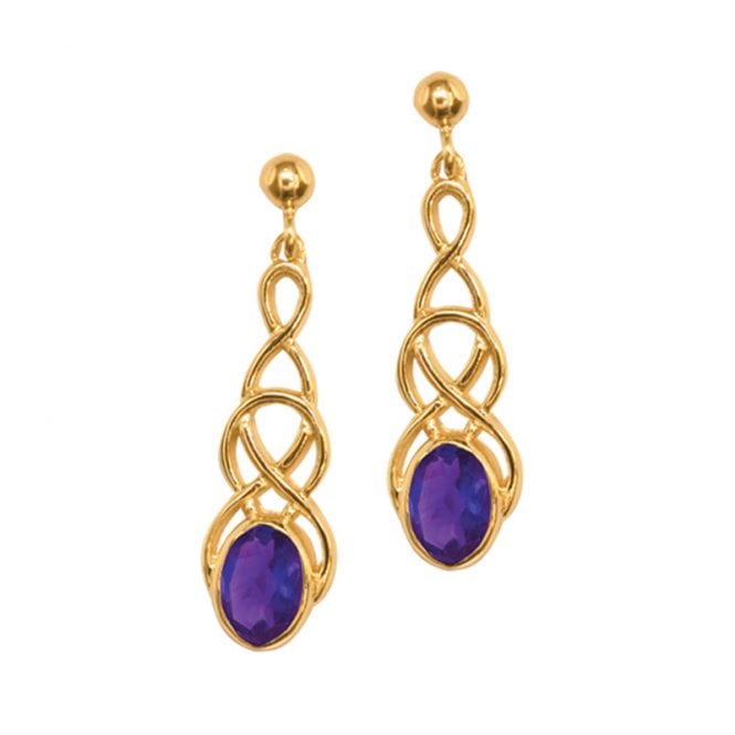 Ladies Shipton and Co Exclusive 9ct Yellow Gold and Amethyst Earrings EY1866AM