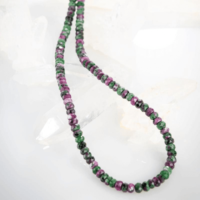 Ladies Shipton and Co Exclusive Silver and 8mm Ruby in Zoisite Faceted Disc Beads 28 Inches Long BSS078ZO