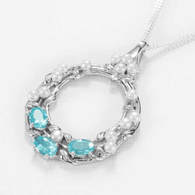 Ladies Shipton and Co Exclusive Silver and Apatite Pendant including a 16 Silver Chain PQA438APFP