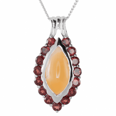 Ladies Shipton and Co Exclusive Silver and Corneilan Pendant including a 16 Silver Chain PQA509COGR