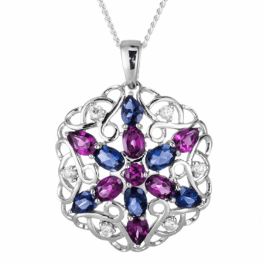 Ladies Shipton and Co Exclusive Silver and Rhodolite Garnet Pendant including a 16 Silver Chain PQA513RHIO