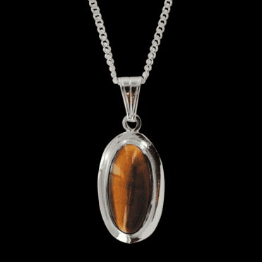 Ladies Shipton and Co Exclusive Silver and Tiger Eye Pendant including a 16 Silver Chain PQ0941TE