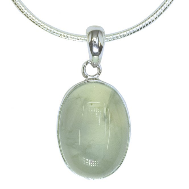 Ladies Shipton and Co Exclusive Silver Oval Prenhite Pendant including a 16 Silver Flexisnake Chain PQA128PR