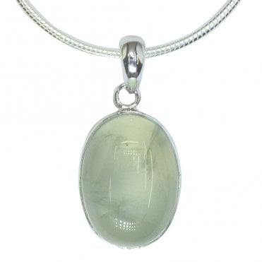 Ladies Shipton and Co Exclusive Silver Oval Prenhite Pendant including a 16 Silver Flexisnake Chain PQA128PR