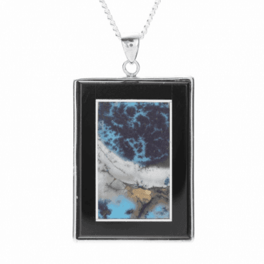 Ladies Shipton and Co Silver 35x25mm Rectangular Landscape Agate Pendant including a 16 Silver Chain TOJ190AG