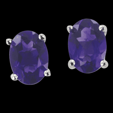 Ladies Shipton and Co Silver and 7x5mm Oval Amethyst Claw Set Earrings EQA068AM