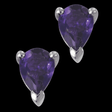 Ladies Shipton and Co Silver and 7x5mm Pearshape Amethyst Claw Set Earrings EQA074AM