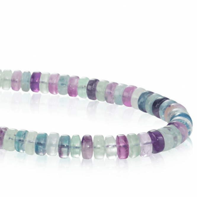 Ladies Shipton and Co Silver and 8mm Disc Shaped Multi Coloured Flourite Beads 18 Inches Long BFE006FL