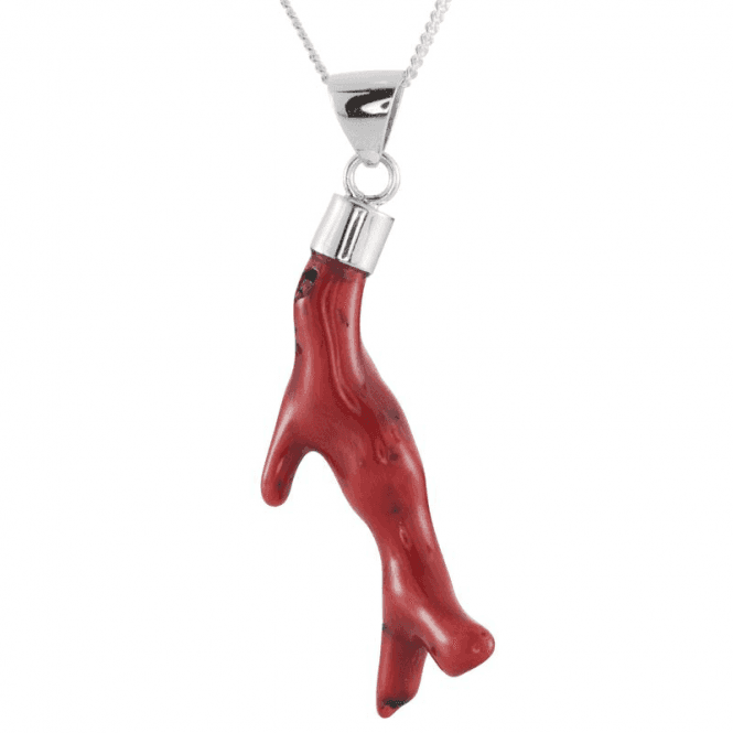 Ladies Shipton and Co Silver and Coral Pendant including a 16 Silver Chain TJP019CL