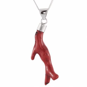 Ladies Shipton and Co Silver and Coral Pendant including a 16 Silver Chain TJP019CL