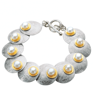 Ladies Shipton and Co Silver and Freshwater Pearls Bracelet TNI009FP