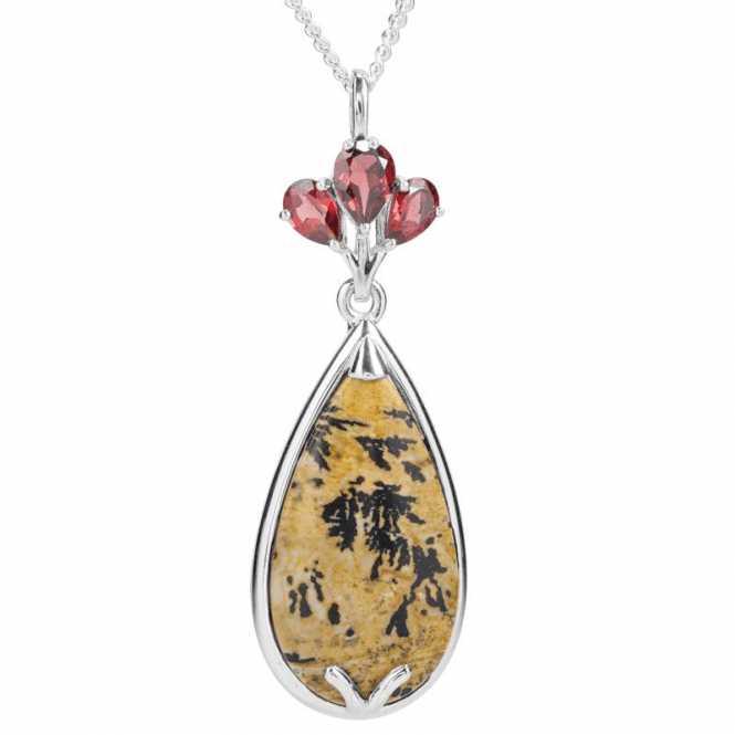 Ladies Shipton and Co Silver and Landscape Jasper Pendant including a 16 Silver Chain PQA618LSGR