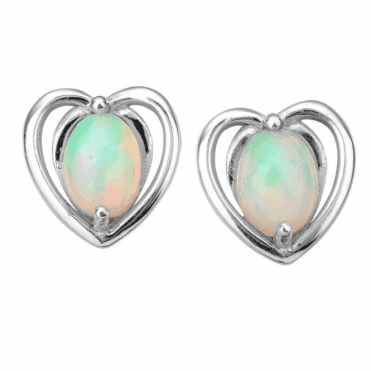 Ladies Shipton and Co Silver and Opal Earrings EQA639OP