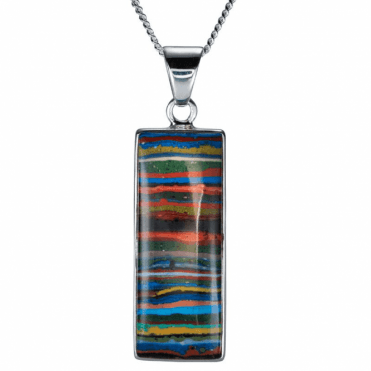 Ladies Shipton and Co Silver and Rainbow Agate Drop Pendant including a 16 Silver Chain TJP022RA