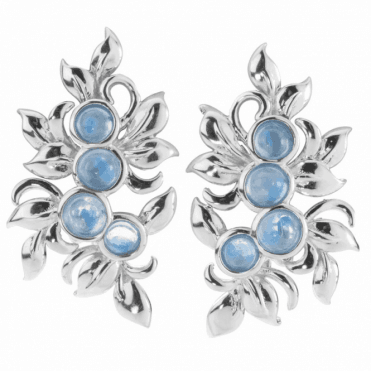 Ladies Shipton and Co Silver and Round Moonstones Leaf Design Drop Earrings EQA338MS