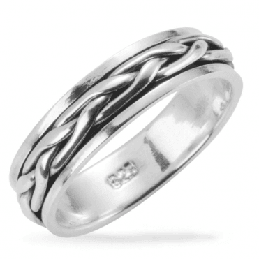 Ladies Shipton and Co Silver Celtic Plait Moving Centre Ring TDA029NS