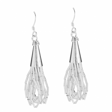 Ladies Shipton and Co Silver Loops of Cascading Silver Tubes Drop Earrings TFE059NS